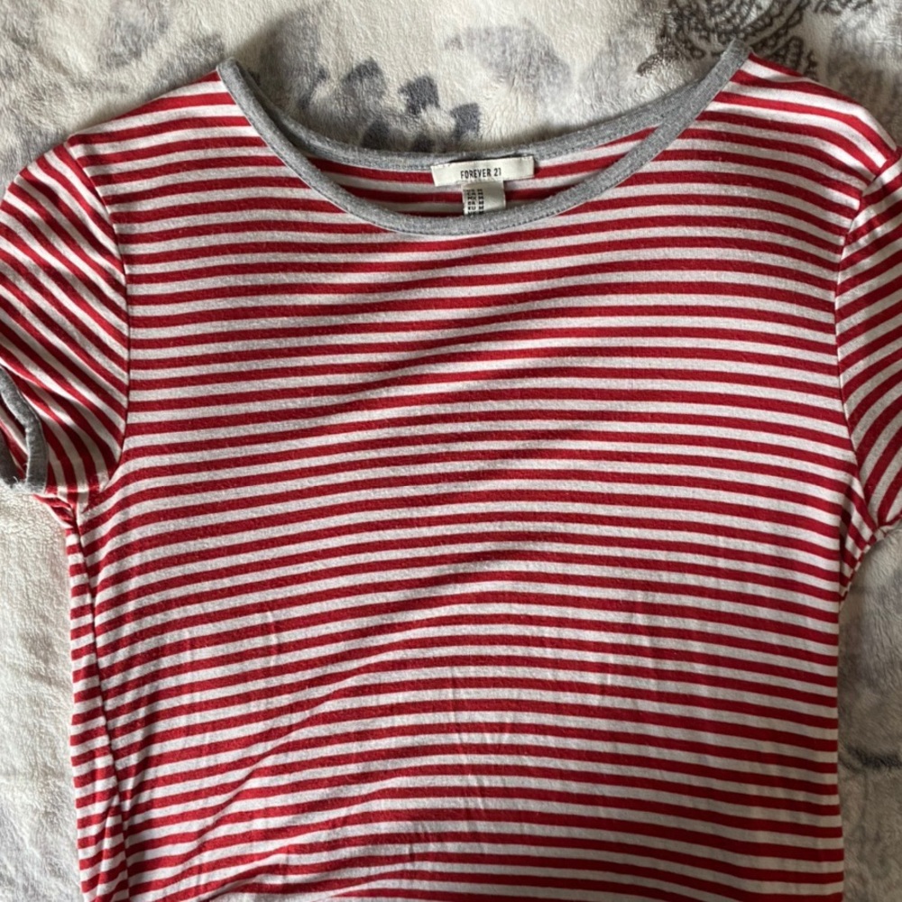 red and white striped shirt